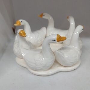 Ceramic Ring -Circle of Geese or Swans tea Light Candle Holder Ceramic Ring 4.5"